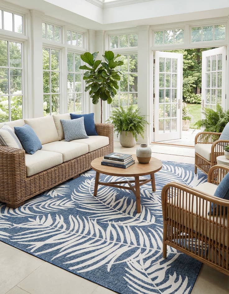 Detail image of  10' x 13'  Washable Botanical Indoor / Outdoor Rug