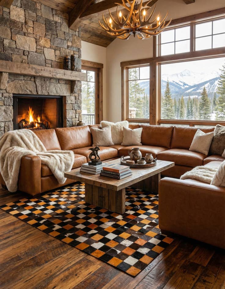 Detail image of  5' 2 x 8' Cowhide - Patchwork Rug