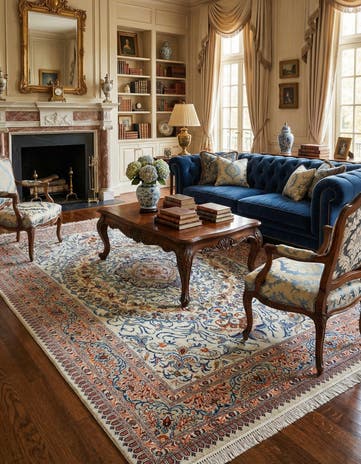 6' 6 x 9' 9 Hand Knotted Kashan Persian Rug