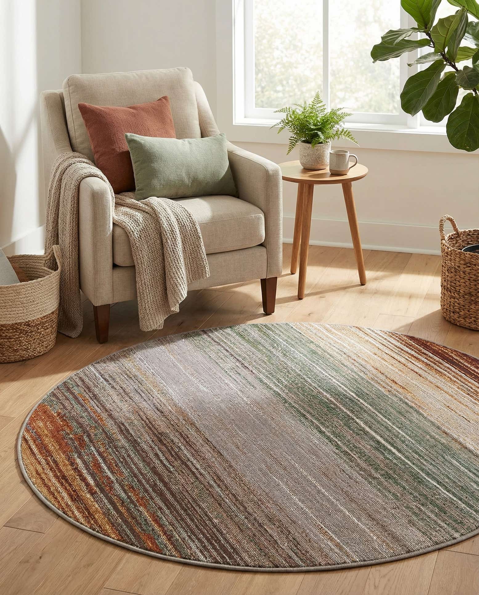 4' x 4' Easy-Clean Modern Indoor / Outdoor Round Rug