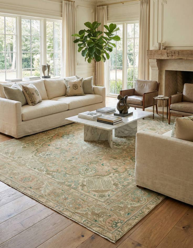 Detail image of 7' 3 x 11' 3  Hand Knotted Ultra Vintage Persian Wool Rug