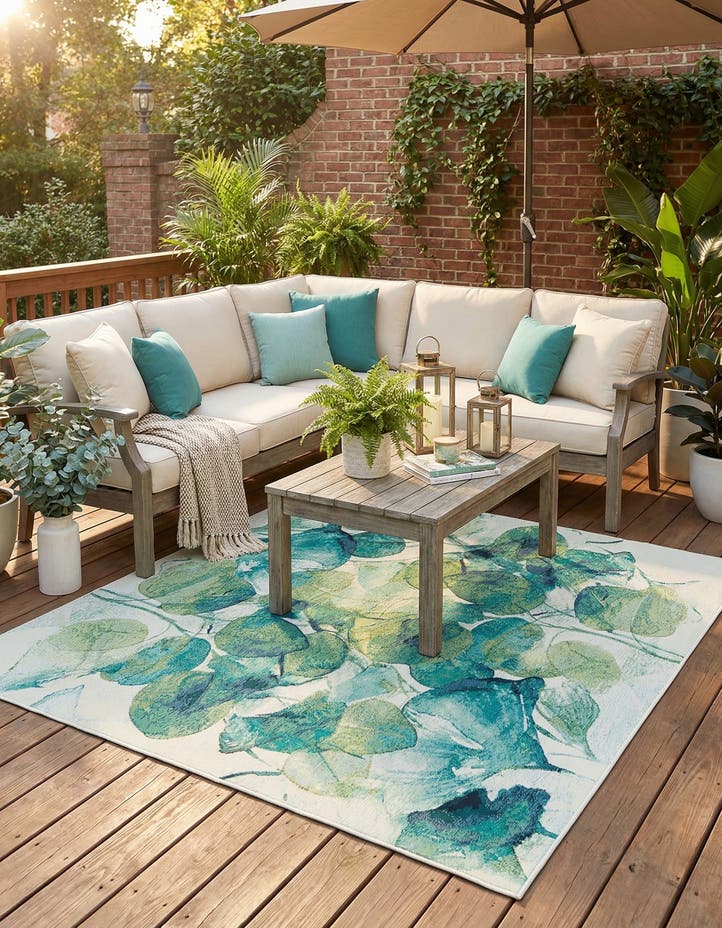 7' 10 x 7' 10 Easy-Clean Botanical Indoor / Outd...