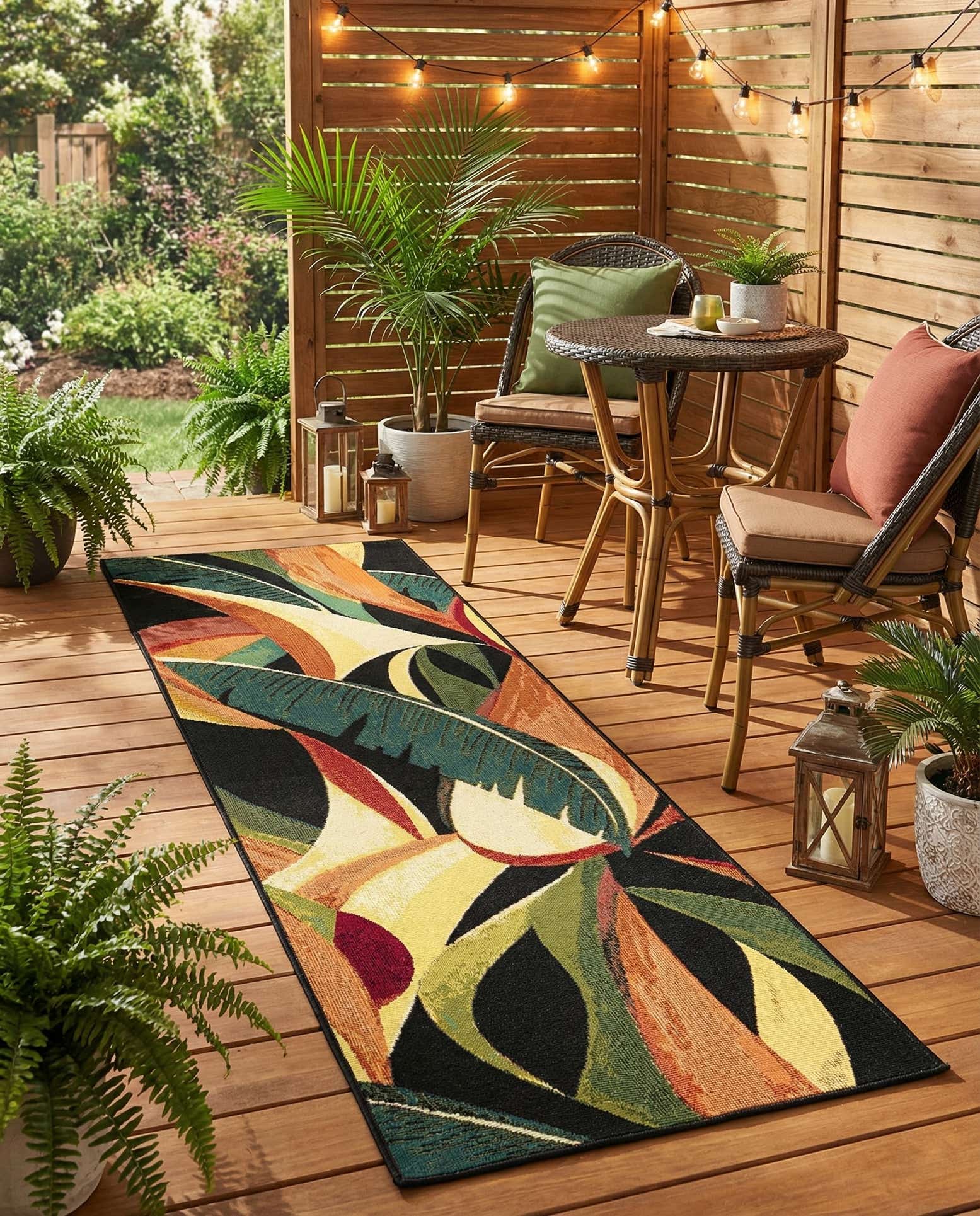 2' x 6' Easy-Clean Botanical Indoor / Outdoor Runner Rug