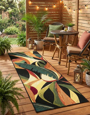 2' x 6' Easy-Clean Botanical Indoor / Outdoor Runner Rug