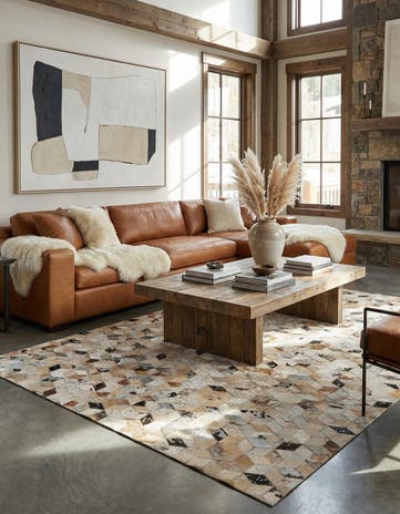 5' 3 x 8' Cowhide - Patchwork Rug