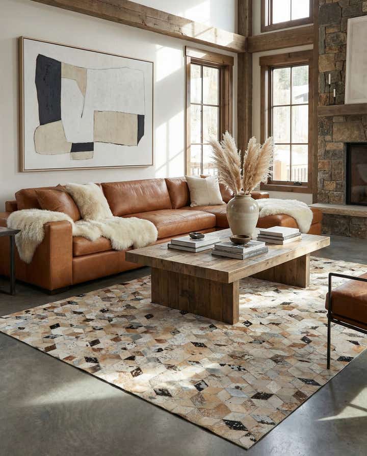 5' 3 x 8' Cowhide - Patchwork Rug