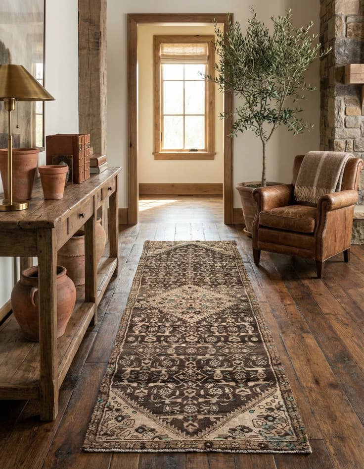 Detail image of 2' 8 x 9' 9  Hand Knotted Ultra Vintage Persian Wool Runner Rug