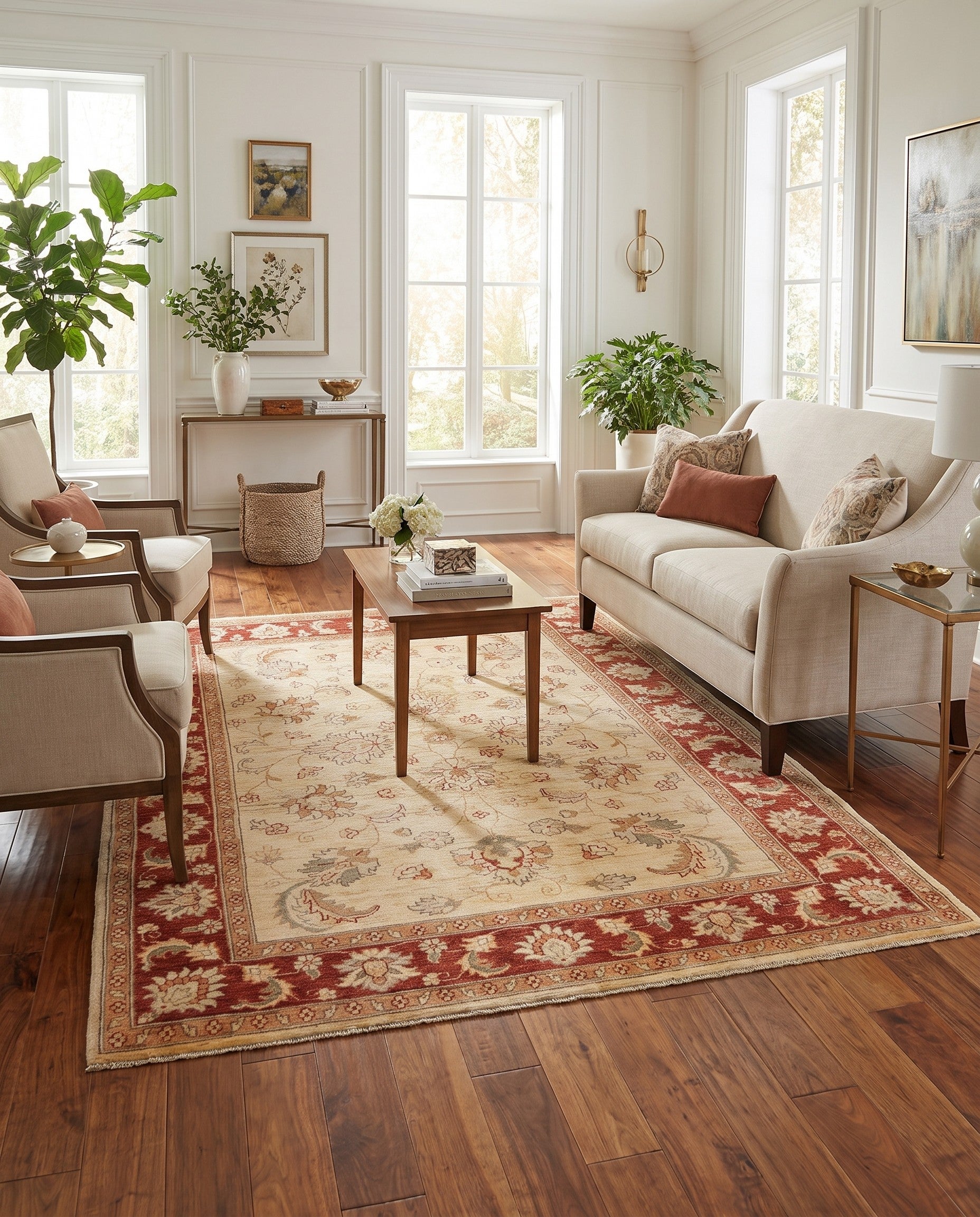 5' x 6' 11 Hand Knotted Ziegler Rug