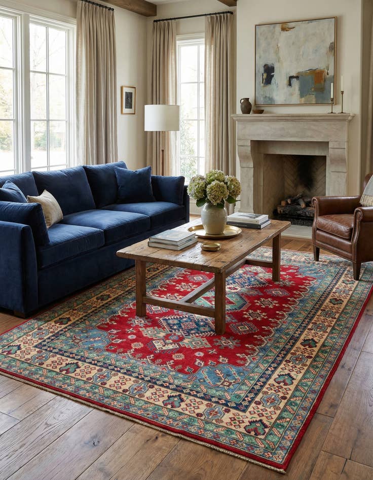 Detail image of 6' 6 x 9' 7  Hand Knotted Kazak Rug