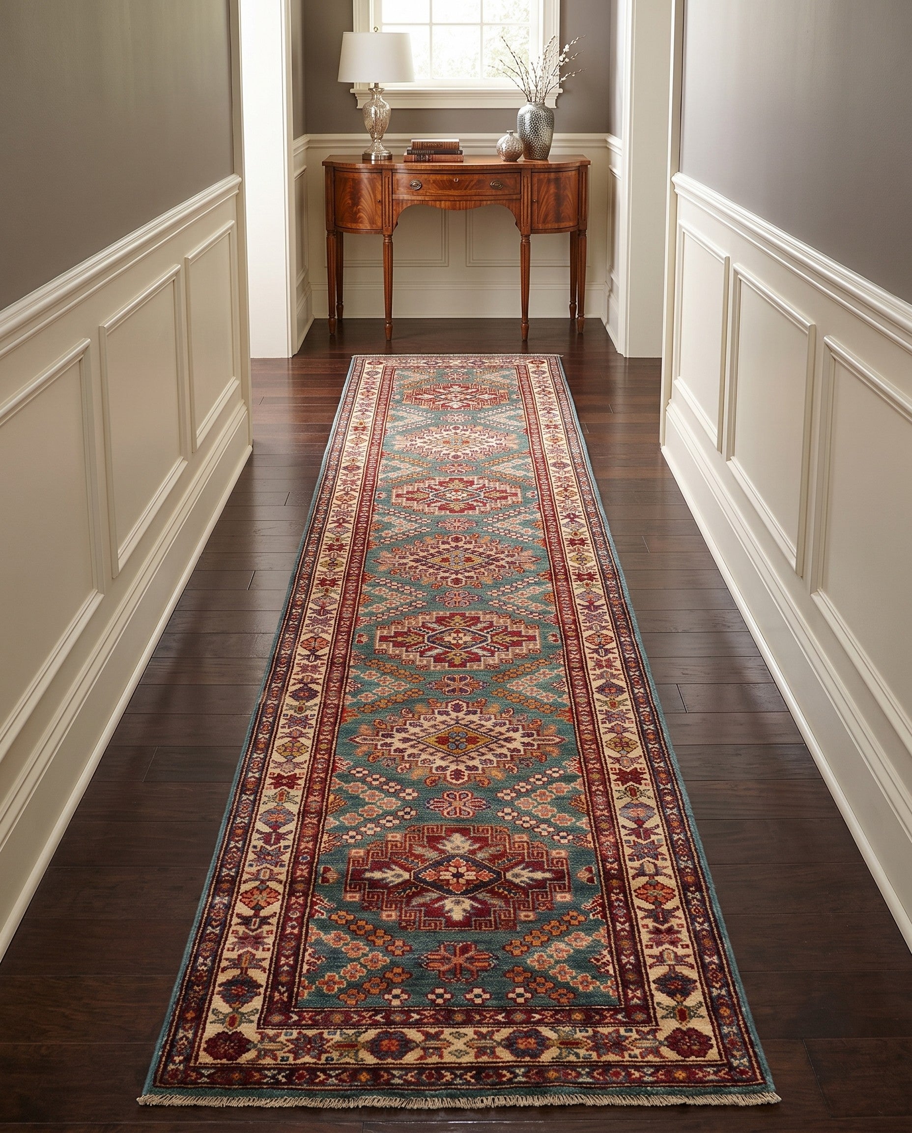 2' 5 x 10' 6 Hand Knotted Kazak Runner Rug