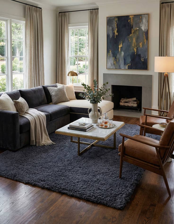 Detail image of 5' 6 x 7' 6 Solid Shag Rug