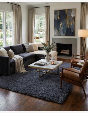 5' 6 x 7' 6 Solid Shag Rug