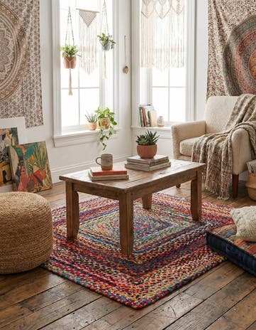 5' 1 x 5' 1 Handmade Braided Chindi Square Rug