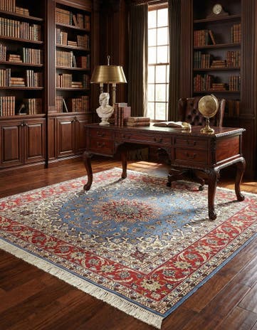6' 8 x 6' 9 Hand Knotted Isfahan Persian Square Rug