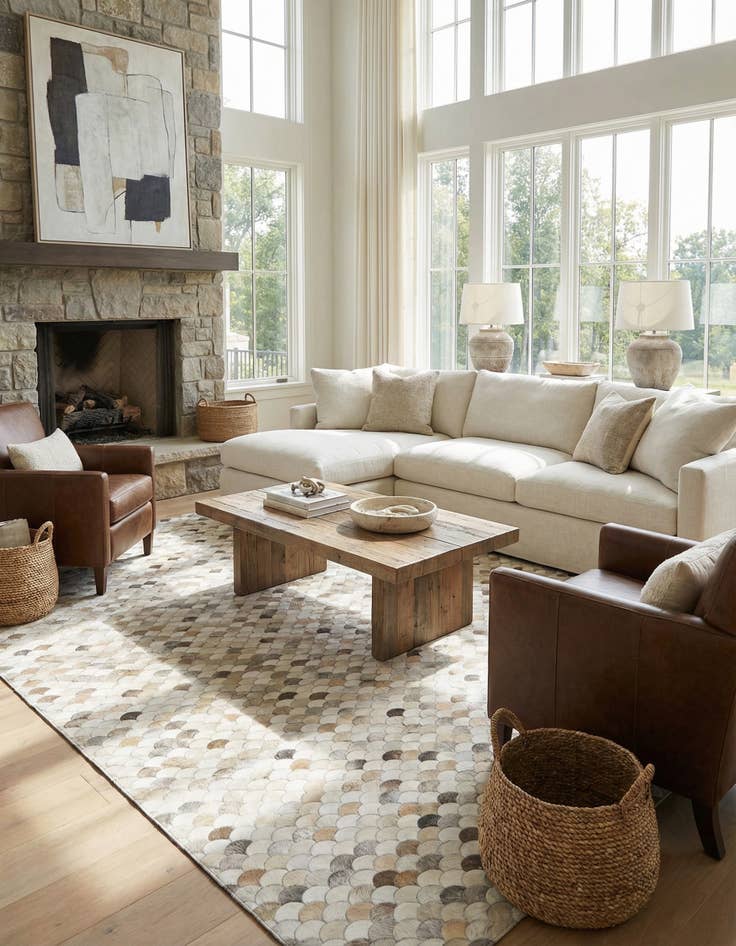 Detail image of  8' x 9' 10 Cowhide Leather Rug