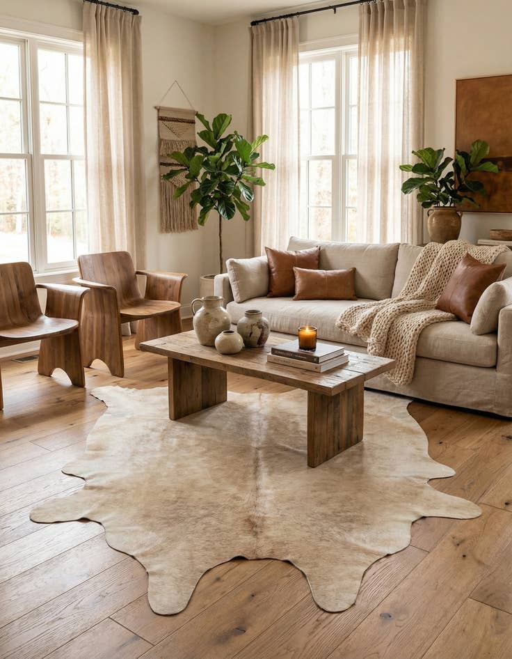 Detail image of 5' 2 x 6' 8 Cowhide Leather Rug