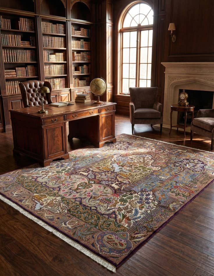 Detail image of 9' 10 x 12' 6 Hand Knotted Kashmar Persian Wool Rug