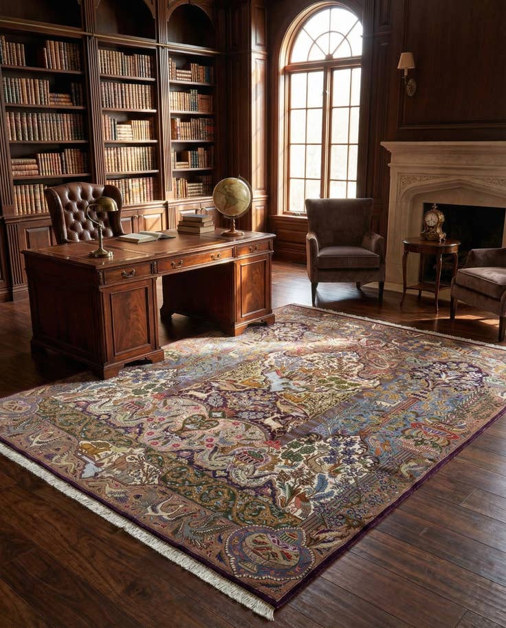 Detail image of 9' 10 x 12' 6 Hand Knotted Kashmar Persian Wool Rug