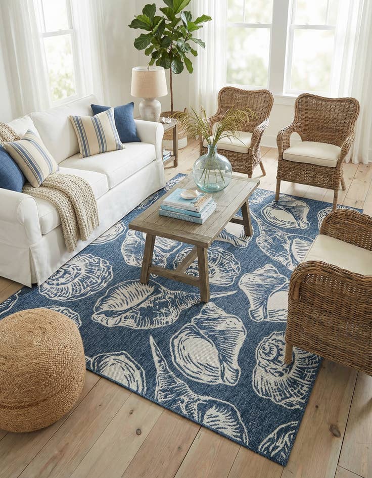 Detail image of  7' 10 x 10'  Washable Coastal Indoor / Outdoor Rug