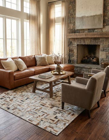 5' 2 x 8' 1 Cowhide - Patchwork Rug