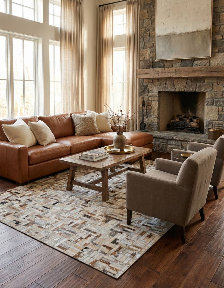 Detail image of  5' 2 x 8' 1 Cowhide - Patchwork Rug