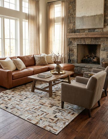 5' 2 x 8' 1 Cowhide - Patchwork Rug