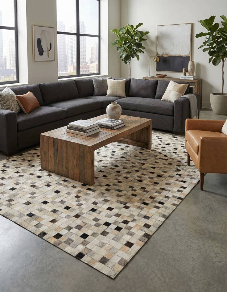 Detail image of 5' x 7' 11 Cowhide - Patchwork Rug