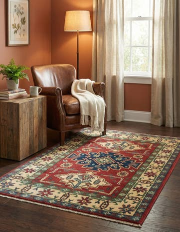 2' 9 x 4' 3 Hand Knotted Kazak Rug