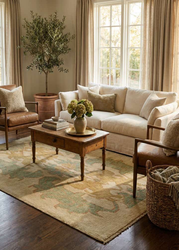 4' 4 x 6' 5 Hand Knotted Oushak Wool Rug