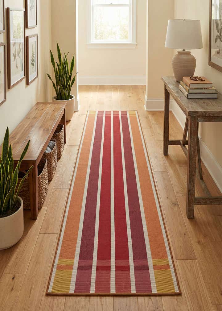 2' x 8' Easy-Clean Striped Indoor / Outdoor Runner Rug