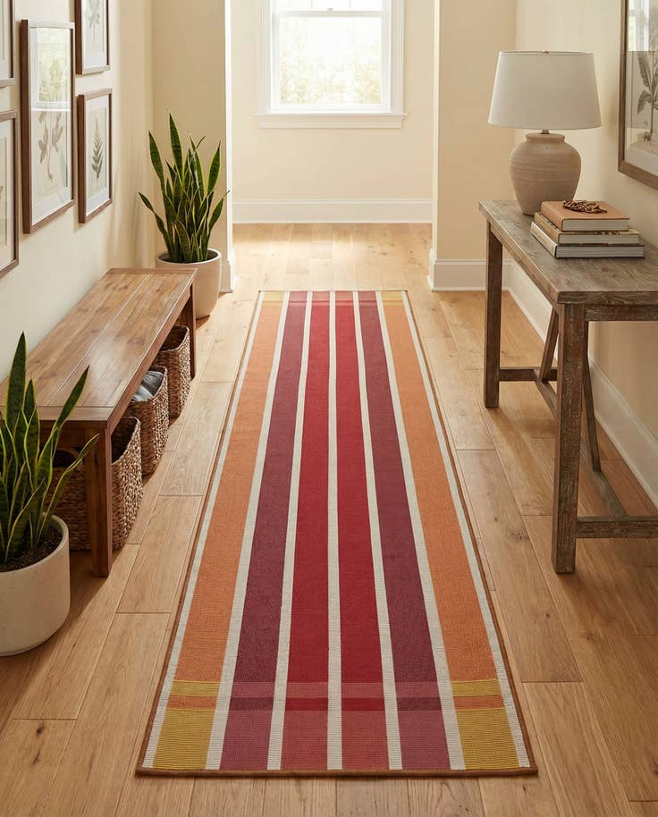 Detail image of 2' x 8' Easy-Clean Striped Indoor / Outdoor Runner Rug