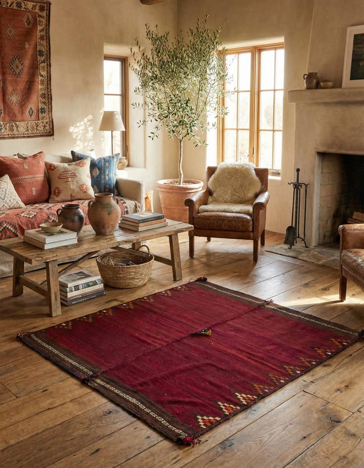 Detail image of 5' x 5' 2  Hand Woven Kilim Fars Wool Square Rug