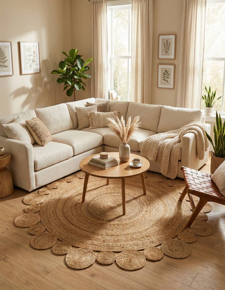 Detail image of 7' 10 x 7' 10  Hand Braided Jute Round Rug