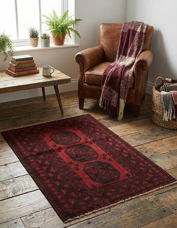 3' 3 x 4' 10 Hand Knotted Afghan Akhche Wool Rug