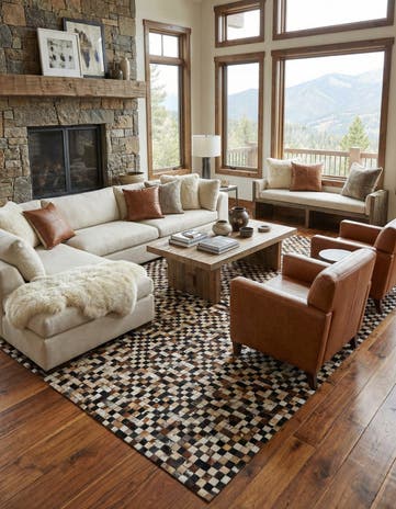 8' 1 x 10' Cowhide Leather Rug
