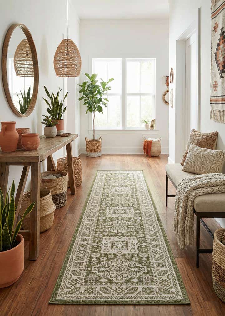 2' 7 x 12' Easy-Clean Aztec Indoor / Outdoor Runner Rug