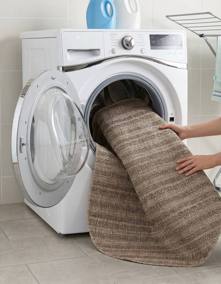 Detail image of 5' 3 x 8'  Washable Striped Indoor / Outdoor Oval Rug