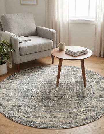 Gray Viola Round Rug