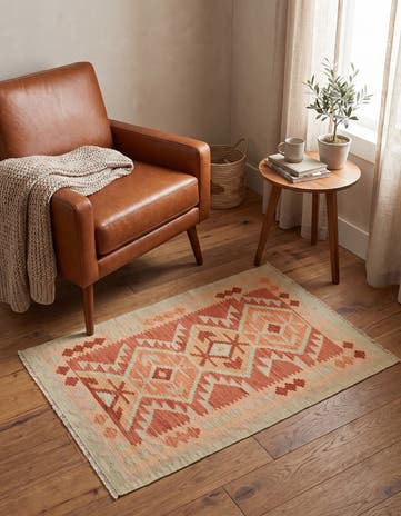 2' 9 x 4' 2 Hand Woven Kilim Waziri Wool Rug
