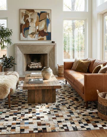 5' 1 x 8' Cowhide Leather Rug