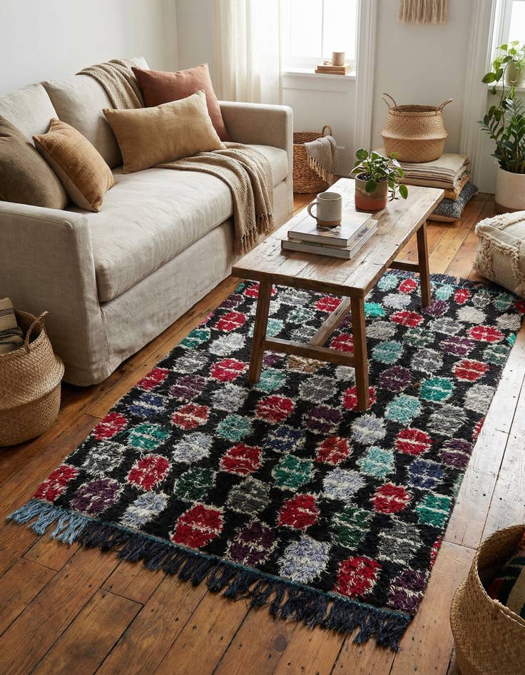 Detail image of 5' 2 x 8' 3  Hand Knotted Moroccan Wool Rug