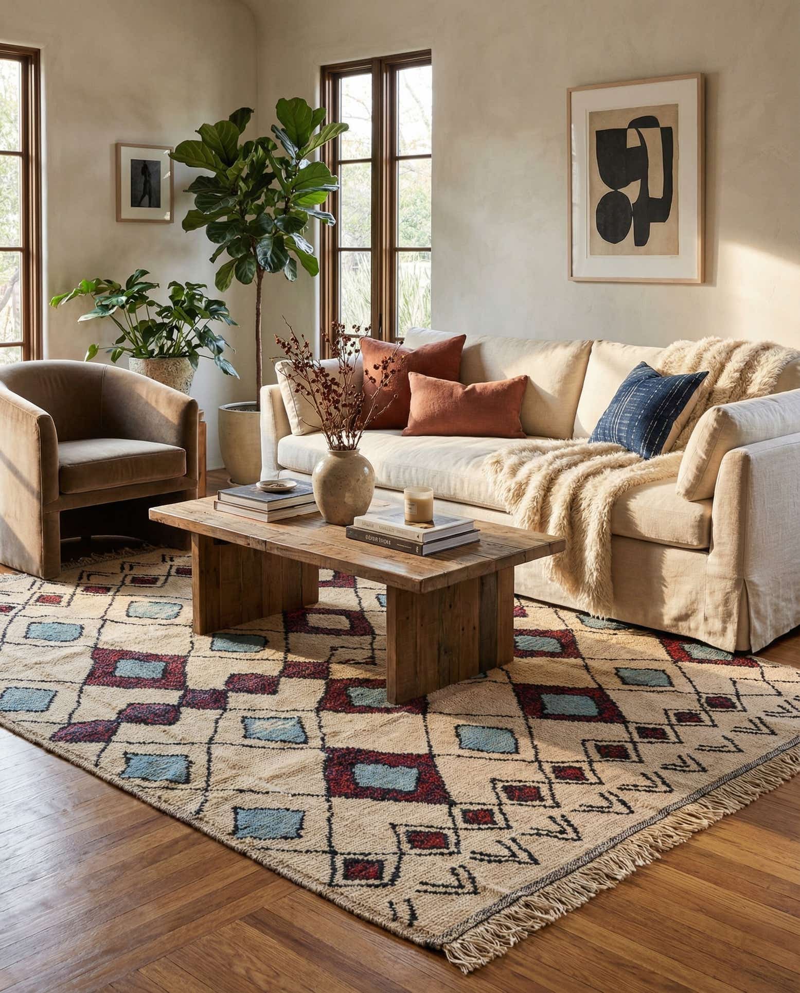 8' x 10' Hand Knotted Moroccan Wool Rug
