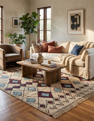 8' x 10' Hand Knotted Moroccan Wool Rug