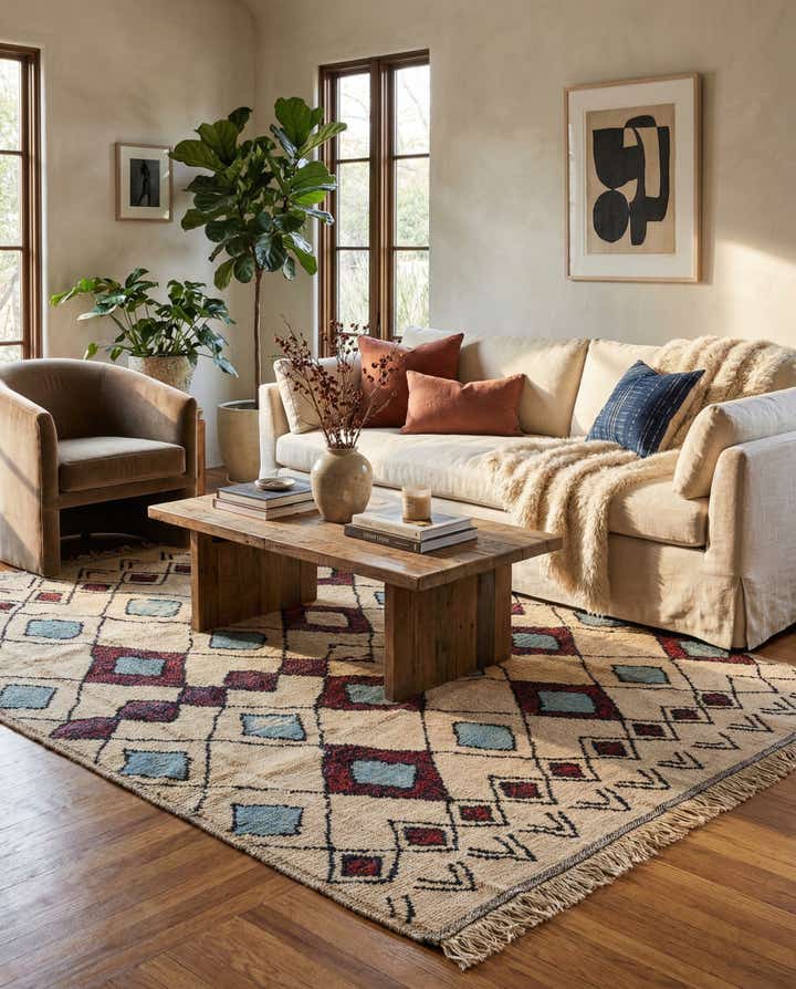 8' x 10' Hand Knotted Moroccan Wool Rug