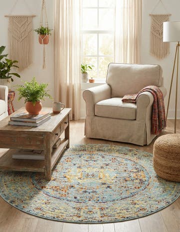 Light Blue Alexis Round Rug