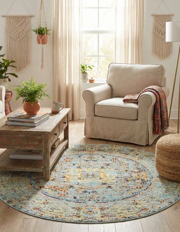 Light Blue Alexis Round Rug