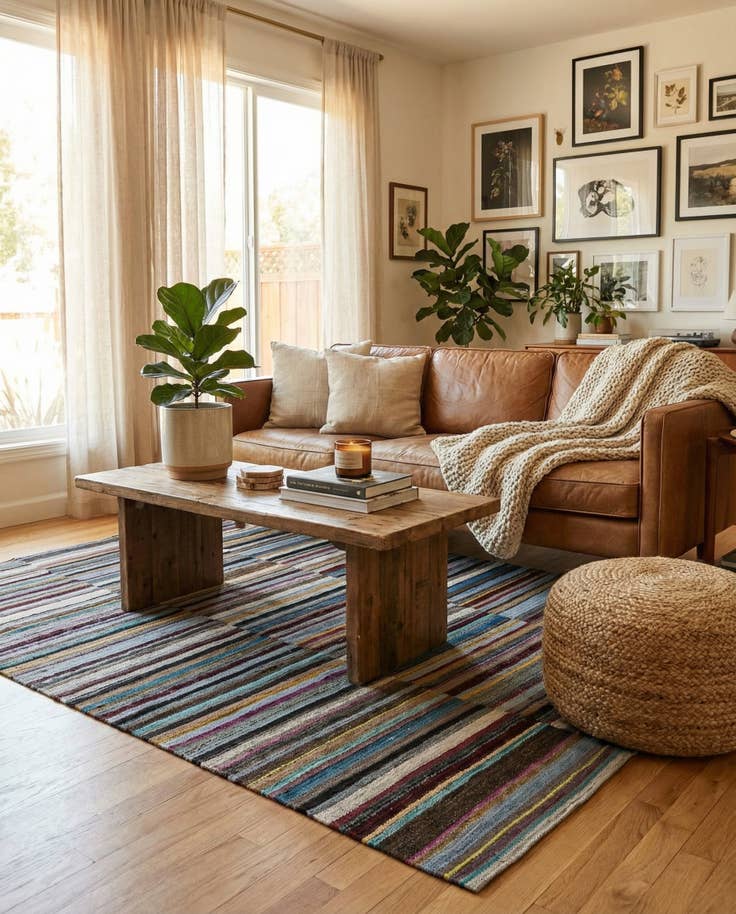 Detail image of 4' 9 x 6' 4 Hand Woven Kilim Modern Wool Rug