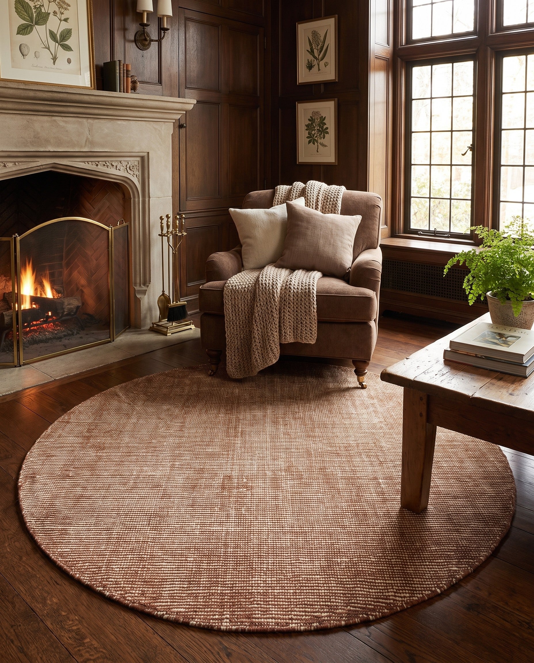 5' 1 x 5' 1 Hand Woven Jill Zarin English Manor Wool Round Rug