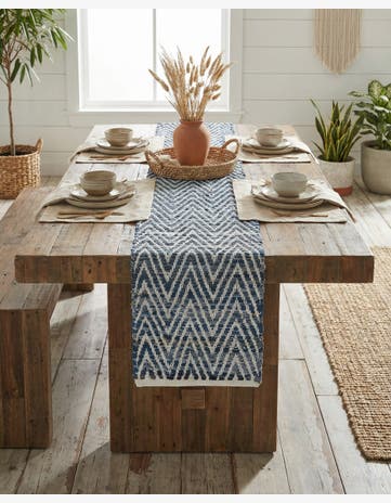 1' 2 x 10' Hand Woven Chindi Chevron Table Runner Rug