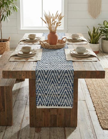 1' 2 x 10' Hand Woven Chindi Chevron Table Runner Rug